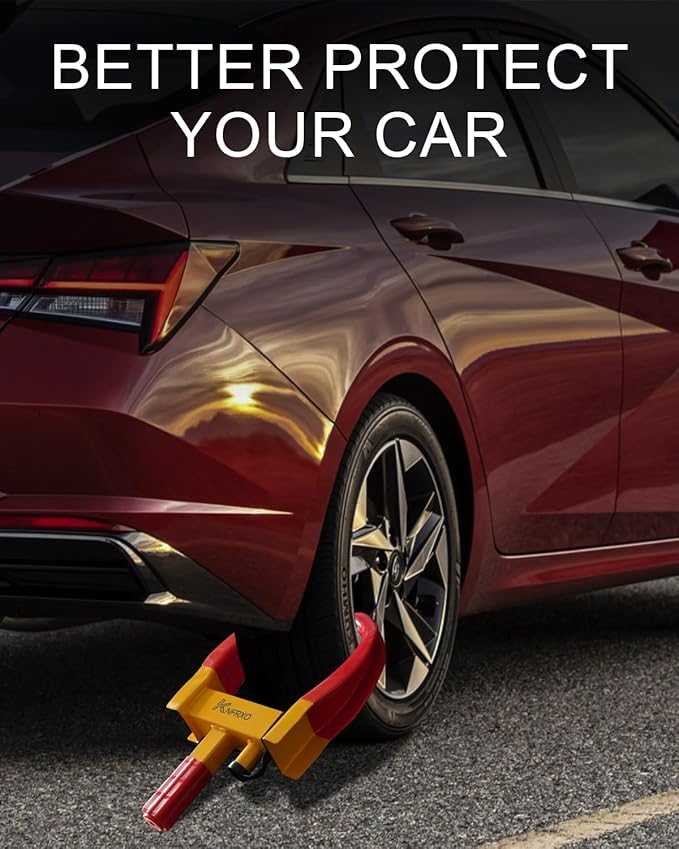 Security Trailer Wheel Lock Tires Anti Theft for Car SUV Boat Motorcycle Golf Cart Great Deterrent Bright Color with 3 Keys (Red-Yellow) Wheel Clamp Lock