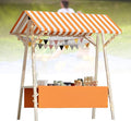 Collapsible Mobile Market Stall Carts Vendor on Wheels, Wood Outdoor Vendor Cart, Easy to Assemble for Parties, Birthdays, Weddings, Bar(Orange2,150cm/59in)