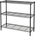 Standing Shelving Units, 36" W x 14" D x 32" H Metal Storage Shelves, Adjustable Carbon Steel Wire Shelving Rack Display Shelf for Garage Bathroom Kitchen Home Office (3-Tiers, Black)