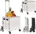 Foldable Utility Cart ，Folding Shopping carts，Collapsible cart with Stair Climbing Wheels, 8 Wheel Shopping cart，Collapsible Rolling Crate with Telescoping Handle (Grey, 17.32 * 17.13 * 30.12)