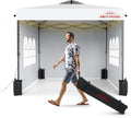 10x10 Pop Up Canopy with Sidewalls, Easy Up Canopy Tent, Heavy Duty Tents for Parties, One Person Set Up Event Tent, White