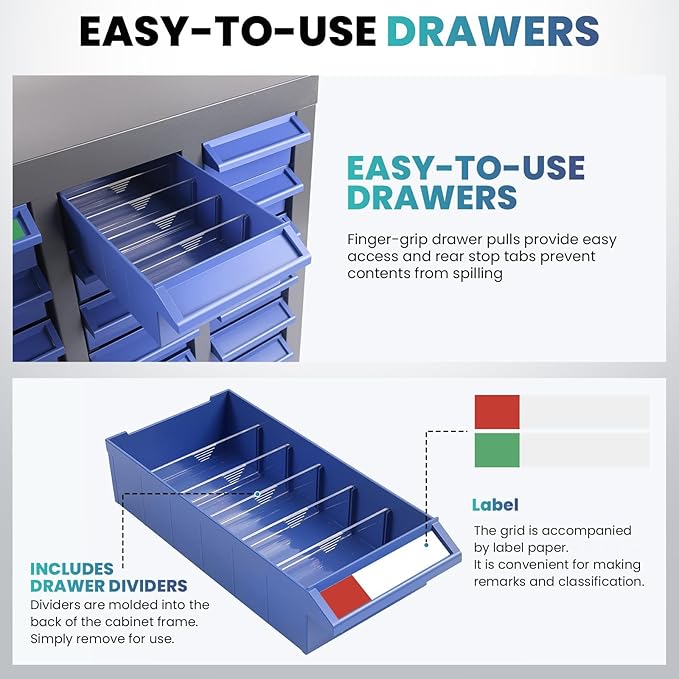 40 Drawers Parts Cabinet for Nuts, Bolts, Screws, Nut and Bolt Organizer with ABS Material Drawer, Bolt Bin Tool Storage Cabinet in Workshop, Garage, Office (40 Drawers)