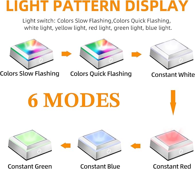 EUSTUMA LED Light Base Non-Slip Square Display Stand In A Variety of Colors,Suitable for Glass Crystal Spherical Artwork (Silver Flat Top Surface)