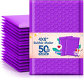 GSSSUSA Bubble Mailers 4x8 Inch 50 Pack Padded Envelopes Usable Size 4x7 Inch Shipping Envelopes Self Seal Small Packaging Shipping Bags for Mailing Jewelry, Small Business, Purple