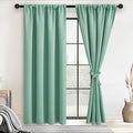 JIUZHEN Blackout Curtains for Bedroom– Thermal Insulated,Noise Reducing Room Darkening Privacy Drapes for Living Room, Set of 2 Panels with Tiebacks, 52 x 84 inch Long, Sage Green