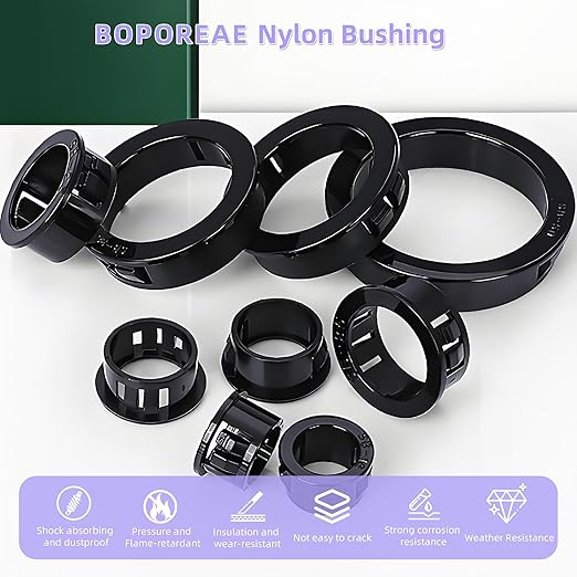 4 pcs Black Snap Bushing 2-3/8" (60 mm) Mounting Diameter, Plastic Cable Hole Grommets for Wiring, Round Nylon Snap in Locking Electrical Wire Cord Hose Tubing Bushings Grommets Protectors