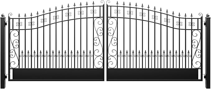 ZUMI Dual Swing Steel Gates - 16x6 ft. Weatherproof Greerwich Style for Home Security