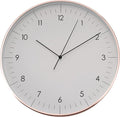 LUUK LIFESTYLE Timeless Wall Clock with Silent Movement and no Ticking, Elegant Design, for Children's Room, Living Room, Bathroom, 12”, White and Rosegold