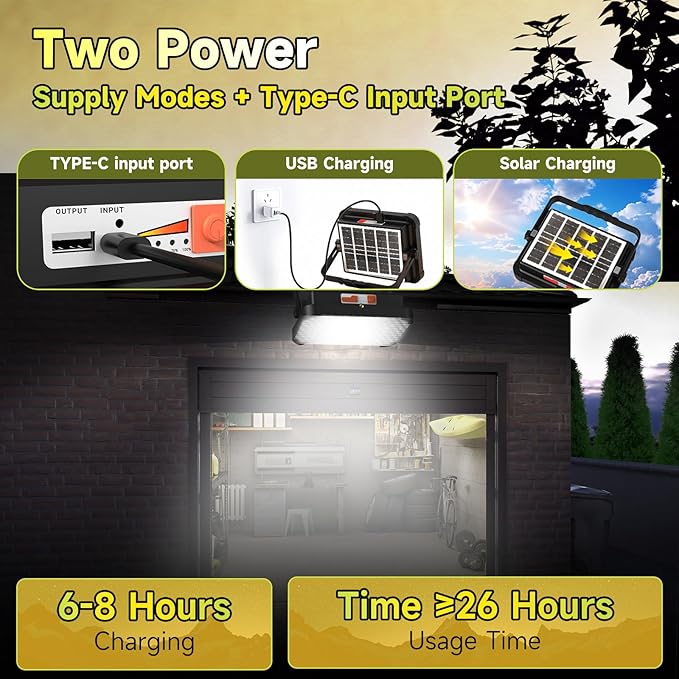 200W LED Solar Work Light, Sinear 20000LM Magnetic Portable Light, 20000mAh Rechargeable with 5 Modes, IP66 Waterproof for Outdoor Camping, Car Repair, Building, Workshop, Garage, Emergency
