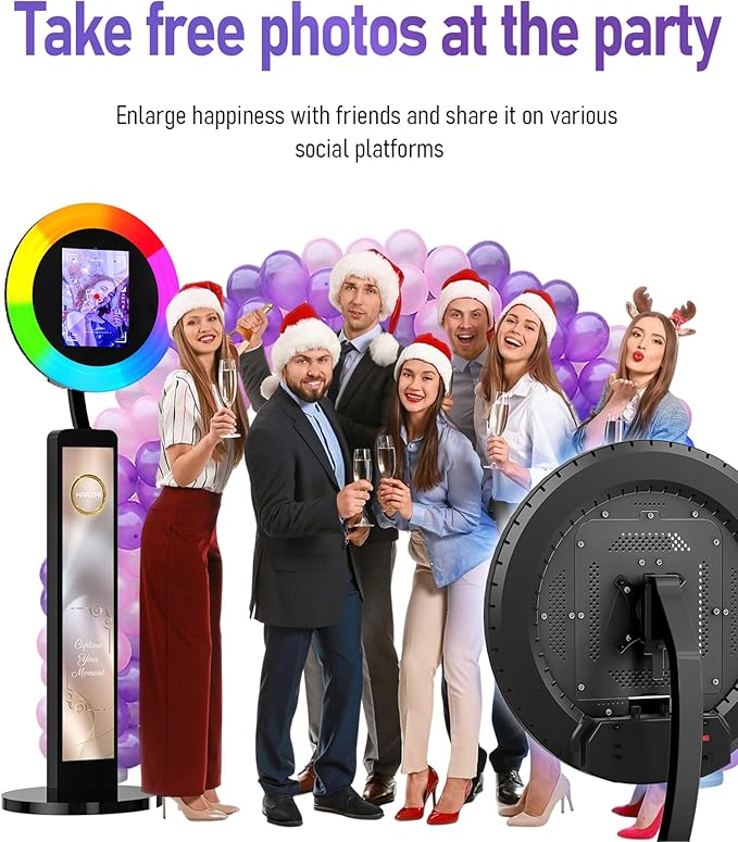 HARZHI Portable Photo Booth Compatible with Ipad, for Ipad Photo Booth Shell Stand Stand Provide Chacktok Photo Booth Software for Party and Wedding, Free Custom Logo, Flight Case