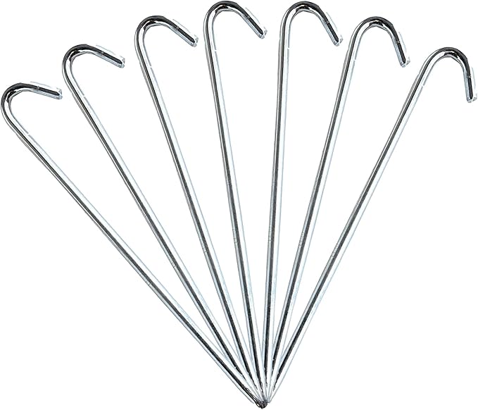 Steel Tent Stakes Heavy Duty Ground Stake, Metal Stakes to Anchor Commercial Inflatables, Outdoor Camping Canopy, Fence, Garden Tent Accessories, 5/16" Diameter x 10" Length, 10 Pack