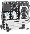 KDD Pegboard Combination Kit, Wall Mount Organization Peg Board with Mouse & Keyboard Holder, Pen Holder, Hooks, Headset & Controller Stand - Modular Hanging Organizer Accessories