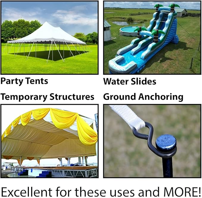 Single Head Tent Stakes - Heavy Duty Steel Tent Stakes, Versatile Ground Spikes to Anchor Commercial Inflatables, Party Tents, and Outdoor Camping Shelters, 1 x 36 Inch, 50-Pack