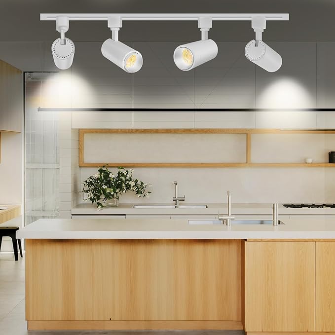 【2025 Upgraded】10-Color Zoomable 12W LED Track Lighting Head Dimmable H Track Light Remote Control Bright Rail Ceiling Spotlight Fixtures for Accent Art 2000K~6500K 15°~60° CRI90 1100lm White 4 Pack