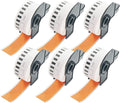 BETCKEY - Continuous Length Labels Replacement for Brother DK-2214 (0.47 in x 100 ft), Compatible with Brother QL Label Printers [6 Rolls/Continuous Labels, Orange]