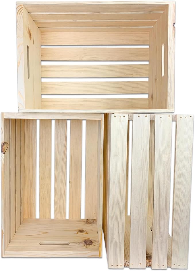 Wilson Large Wooden Pine Crate for Storage and Decoration at Home, Office, Kitchen, Bedroom, and Retail (12.5"x9.625"x17.875") (Set of 12)