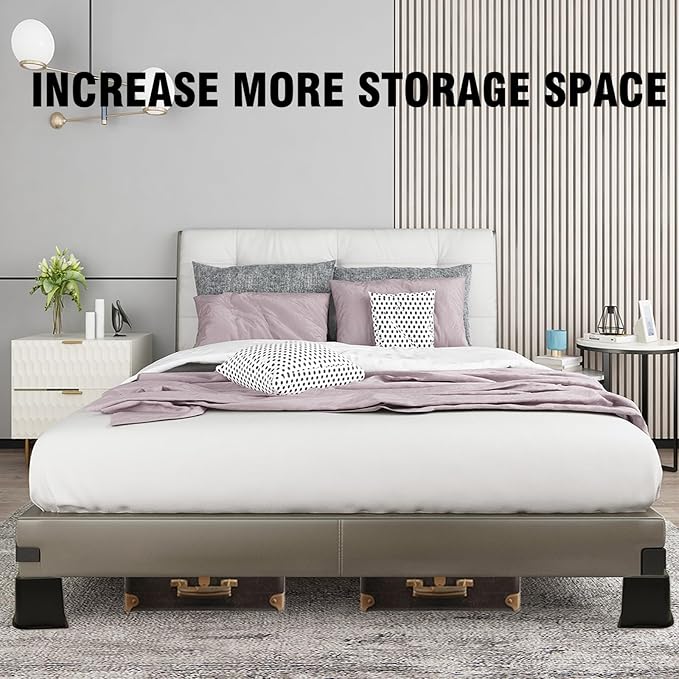 Bed Risers 4 inch Heavy Duty, Oversized Furniture Riser with Non-Slip Base for Sofa Couch Chair Desk Table Leg Dorm Bed Frame Lifts Risers Blocks Supports Up to 6,500 Lbs (Black 4 Pack)