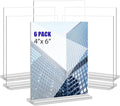Acrylic Sign Holder 4x6 Inches 6 Pack T Shape Desktop Display Stand Vertical Double Sided Clear Table Menu Flyer Holder for Restaurants, Office, Shop, Wedding