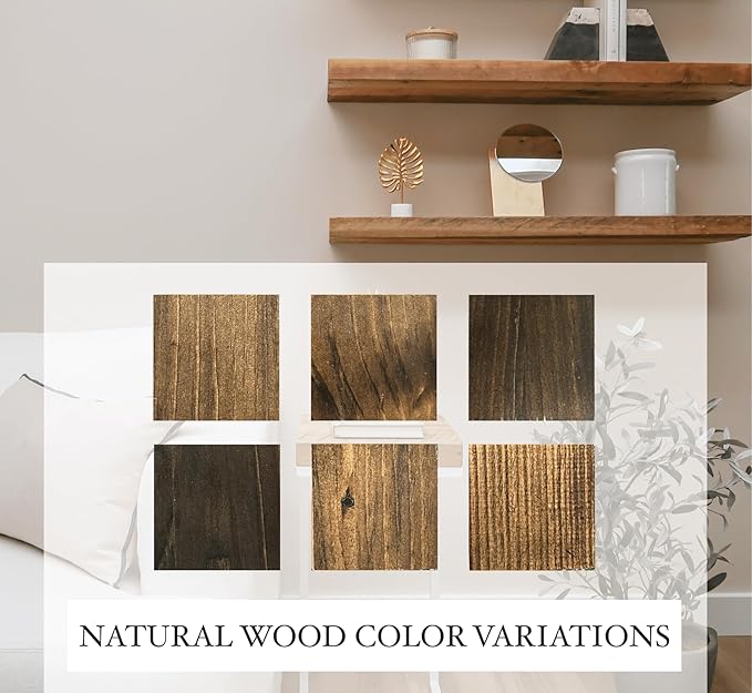 Urbandi Modern Floating Shelves 3 Inches Thick for Wall, Wide Shelves for Kitchen, Living Room, Bedroom, and Bathroom, Natural Pine Wood, Rustic Wooden Shelf, (Set of 2) (Jacobean, 36Lx3Hx8D)