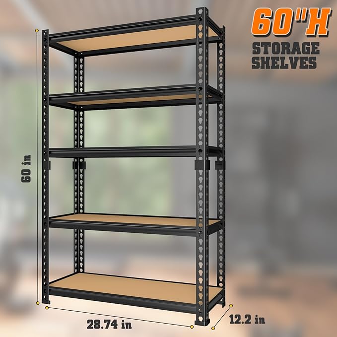 LEVELEVE 5-Tier Heavy Duty Storage Shelving Unit, 2020 lbs Capacity, Adjustable Metal Utility Shelf, 30" L x 12" W x 60" H for Garage, Kitchen, Pantry, Basement, Bathroom, Laundry,3 Pack