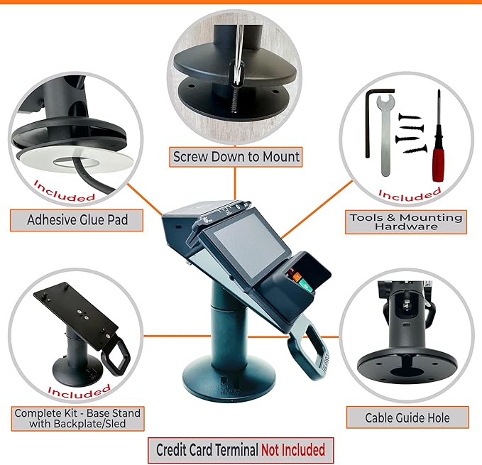 Swivel Point of Sale Stand for Pax A30 Credit Card Payment Terminal - Complete POS Stand -Swivel Stands