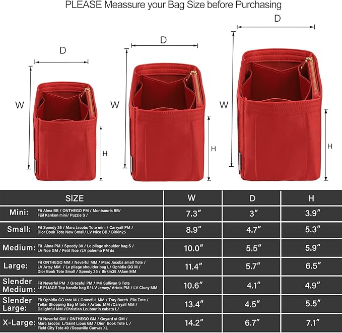 ZTUJO Purse Organizer Insert For Handbags, Silky Touching Bag Organizer Insert With Bottle Holder, Perfect for Speedy, Neverfull, Tote,ONTHEGO,Artsy,Handbag and More (small, Silky Red)