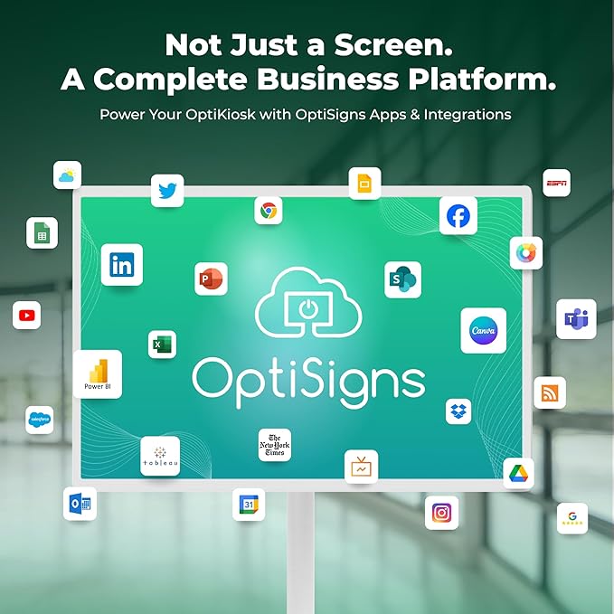 OptiSigns OptiKiosk 32 – Digital Signage Kiosk with 32” Touchscreen, Full HD Display, Preloaded Software for Remote Management, Subscription Required (Wall Mount)