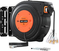 SURAIELEC 50FT Retractable Extension Cord Reel, 14AWG/3C SJTOW Heavy Duty Power Cord with Lighted Triple Tap, 13A Circuit Breaker, Ceiling/Wall Mount for Garage, Shop, Workshop, ETL Listed, Orange