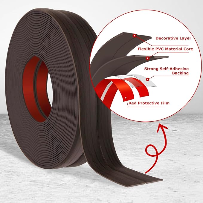 Flexible Wall Corner Protector Moulding Trim Peel and Stick Wall Corner Guards Edge Protector Self Adhesive Molding Trim Strip for Edge Ceiling (Dark Walnut Wood Grain, 0.8 in x 20 Ft)
