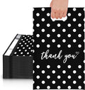 JinRuiKJ Poly Mailers with Handle 10x13 Inch 25 Pcs, Easy to Carry Packaging Bags for Small Business, Thank You Shipping Bags with Self Adhesive Strip, Tearproof and Waterproof - White Polka Dot