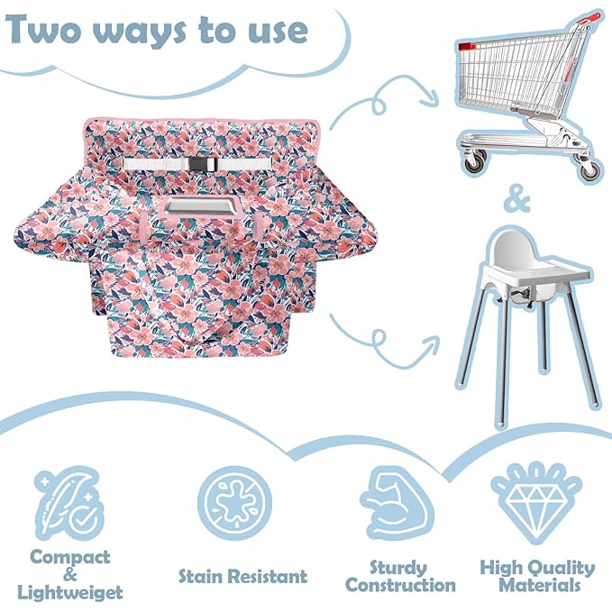 Shopping Cart Cover for Baby Girl Boy 2-in-1 High Chair Water Resistant High Chair Cover Blue Sailboat Gender Neutral Cart Cover for Babies Padded Grocery Cart Cover for Baby