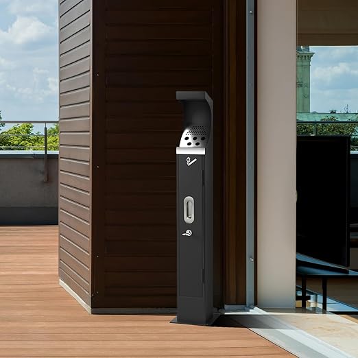 Commercial Standing Trash Can, Outdoor Trash Bin with Lock & Removable Inner Bucket Outside Receptacle Stainless Steel Garbage Can Container for Hotels Restaurants Bars Office Park Street