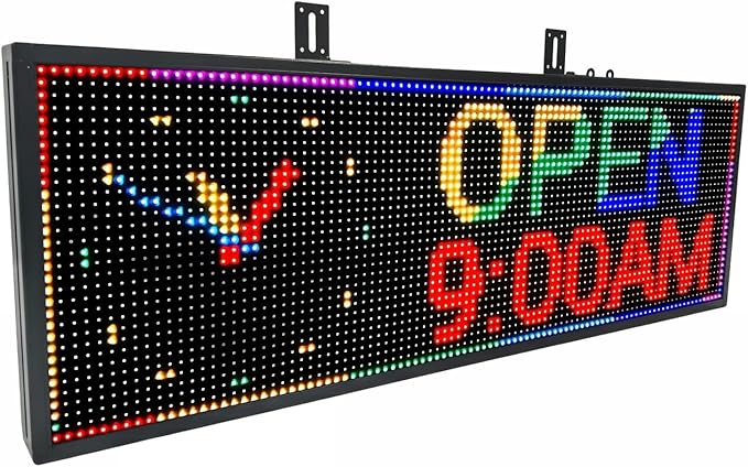 Custom Programmable LED Signs Outdoor for Business Store, WIFI Control Scrolling LED Sign Electronic Message Board Display Screen, Waterproof IP65 RGB Full Color P10 40’’x 14’’