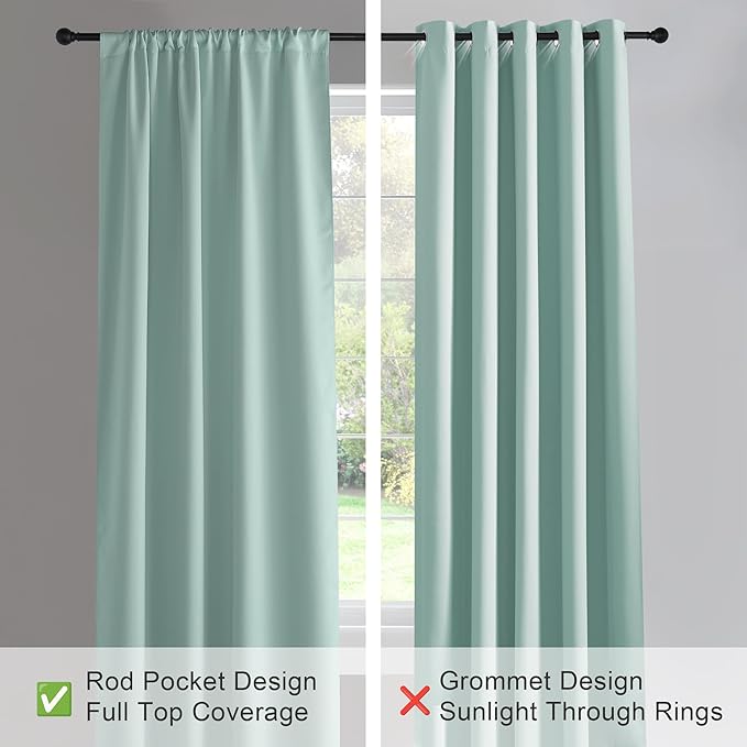PONY DANCE Aqua Blue Window Curtains 45 inch Length, Thermal Insulated Blackout Kitchen Curtains for Small Window, Short Black Out Drapes for Cafe Bedroom(2 Panels Set, Aqua, 42 inches Wide)