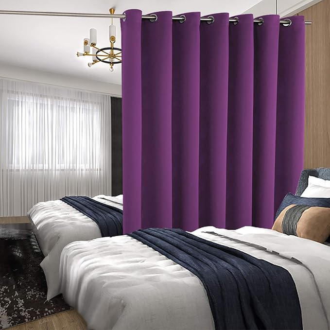 BGment Purple Sliding Door Curtain 120 Inch Long - Wide Room Darkening Room Divider Curtain for Bedroom Privacy Themral Insulated Grommet Room Separator Drape, 1 Panel, 100 X 120