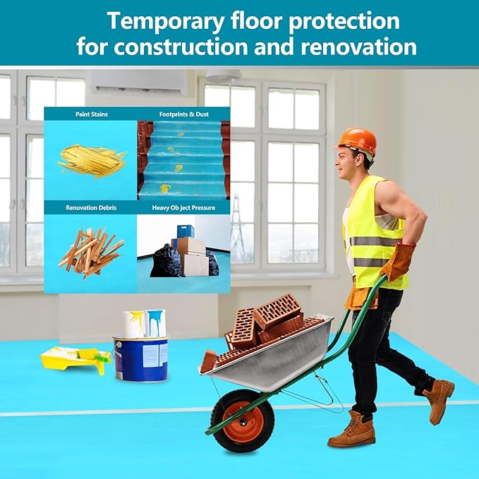 Temporary Floor Protection for Construction Projects, Floor Protection Film-Protects Hardwood, Tile, Carpet, Countertops, Bathtubs and More,Coverage of 325 SQFT (39.5''x100')