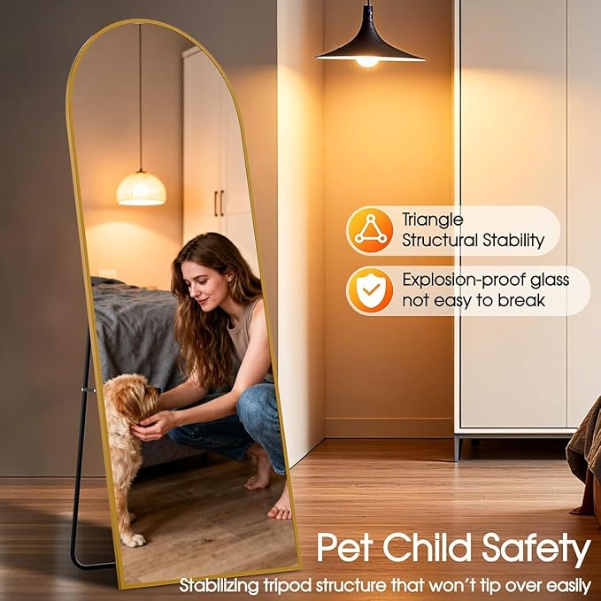 59"x20"Floor Mirror Full Length,Arched Full Length Mirror with Stand,Full Body Mirror,Hanging or Large Leaning for Bedroom Living Room Black