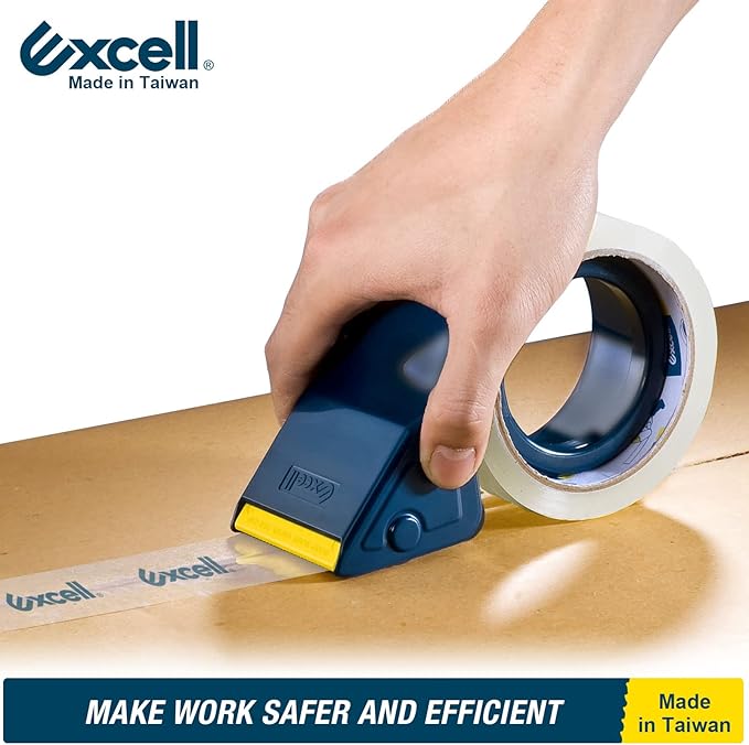 Excell SH-2508TRA1 Lightweight Packaging Tape Dispenser (2"Wide): Easy-to-Handle Plastic Design. For Shipping, mailing, and Carton Sealing. Features Retractable Blade Cover for Safety. (1Gun + 1Tape)