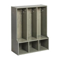 ECR4Kids Streamline 3-Section Toddler Coat Locker with Bench, Kids Furniture, Grey Wash