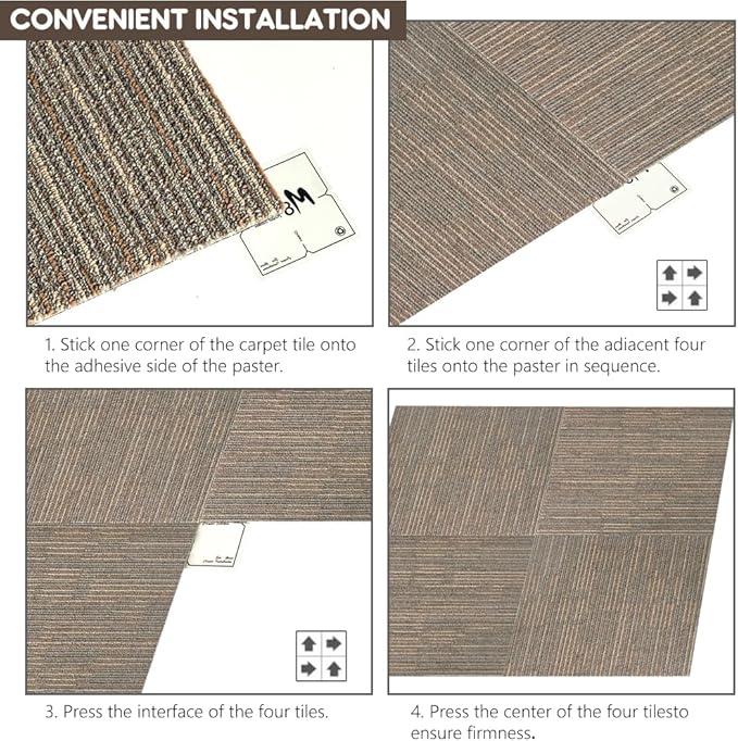 ALTRUISTIC Heavy Duty Commercial Carpet Tiles 24" x 24", 18 Pcs/72 sq ft (FlexLok tabs Included),Non-Slip Soft Square Carpet Floor Tile for Office Bedroom Living Room Kitchen Garage Gym (Khaki)