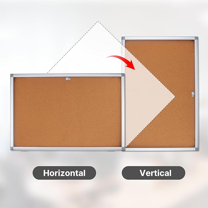 Enclosed Cork Bulletin Board Tamper-Proof Dispaly Case, Aluminium Frame, All-Weather Cork Noticeboard, Outdoor Enclosed Cork Board for School, Office, Restaurant, Hospital (38 X 28 Inches)