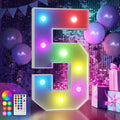 imprsv 3FT Colorful Marquee Numbers,18 Colors 5 with Remote, Light Up Numbers 5 for 15th 50th Birthday Decorations Anniversary Party Decor, Pre-Cut Foam Board Kit, Mosaic Sign for Balloon