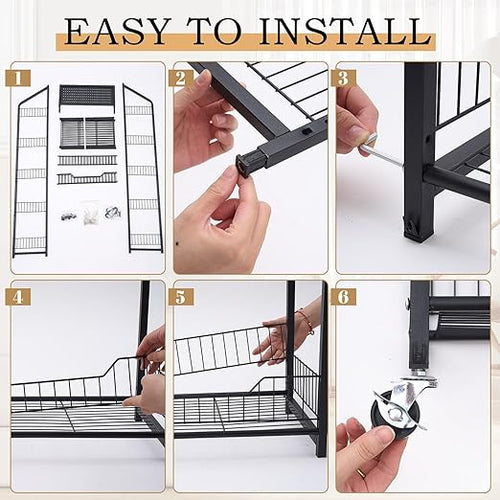 1 Set Retail Display Rack Shelf Cart with Wheels and Hook Heavy-Duty Metal Snack Potato Chip Display Organizer Concession Stand for Supermarket Grocery Store Home Black (5 Tier 15 Hooks)