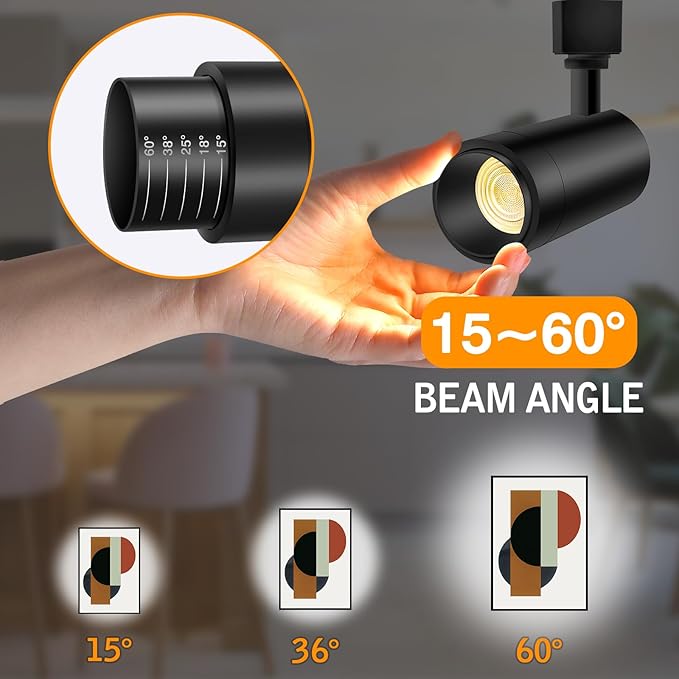 【2025 Upgraded】10-Color Zoomable 12W LED Track Lighting Head Dimmable H Track Light Remote Control Bright Rail Ceiling Spotlight Fixtures for Accent Art 2700K~6500K 15°~60° CRI90 1200lm black 4 Pack