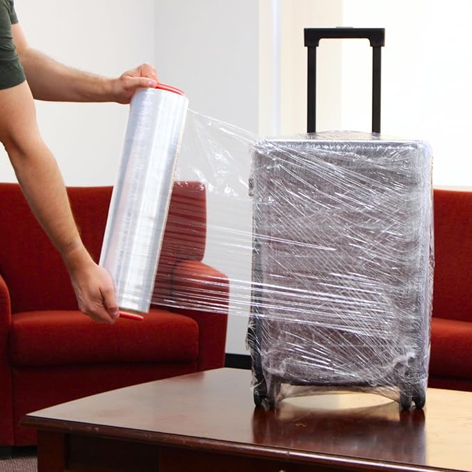 PSBM 256 Rolls 12 Inch x 1500 Feet 80 Gauge Stretch Film/Wrap, Heavy Duty Industrial Strength Clear Shrink Plastic Wrap for Moving, Packing, Shipping, Pallet Wrapping & Storage
