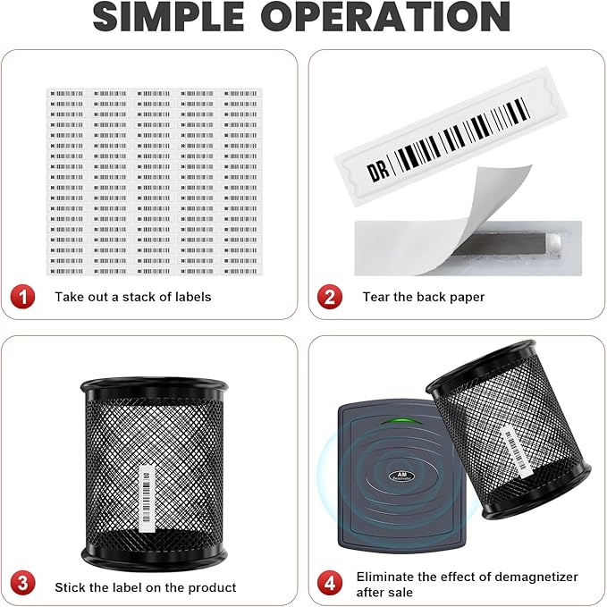 5000 Pieces of 58 kHz Acousto-Magnetic (AM) Security Tag Labels, Compatible with 58 kHz EAS Systems. Features Simulated Barcodes