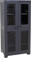 Sunnydaze Storage Cabinet with 4 Acrylic Glass Doors - Plastic Storage Cabinet - 48.75" H - Garage, Office, Home, Laundry Room