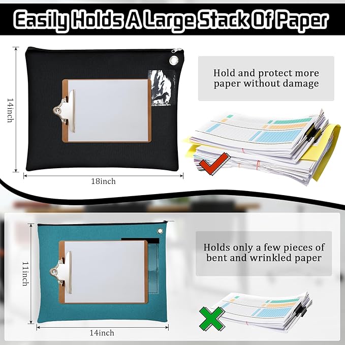 2 Pcs Interoffice Mailer Canvas Transit Sack Zipper Bag 18" x 14" Large Zipper Pouch with Grommet Interoffice Mail Bag (Black)