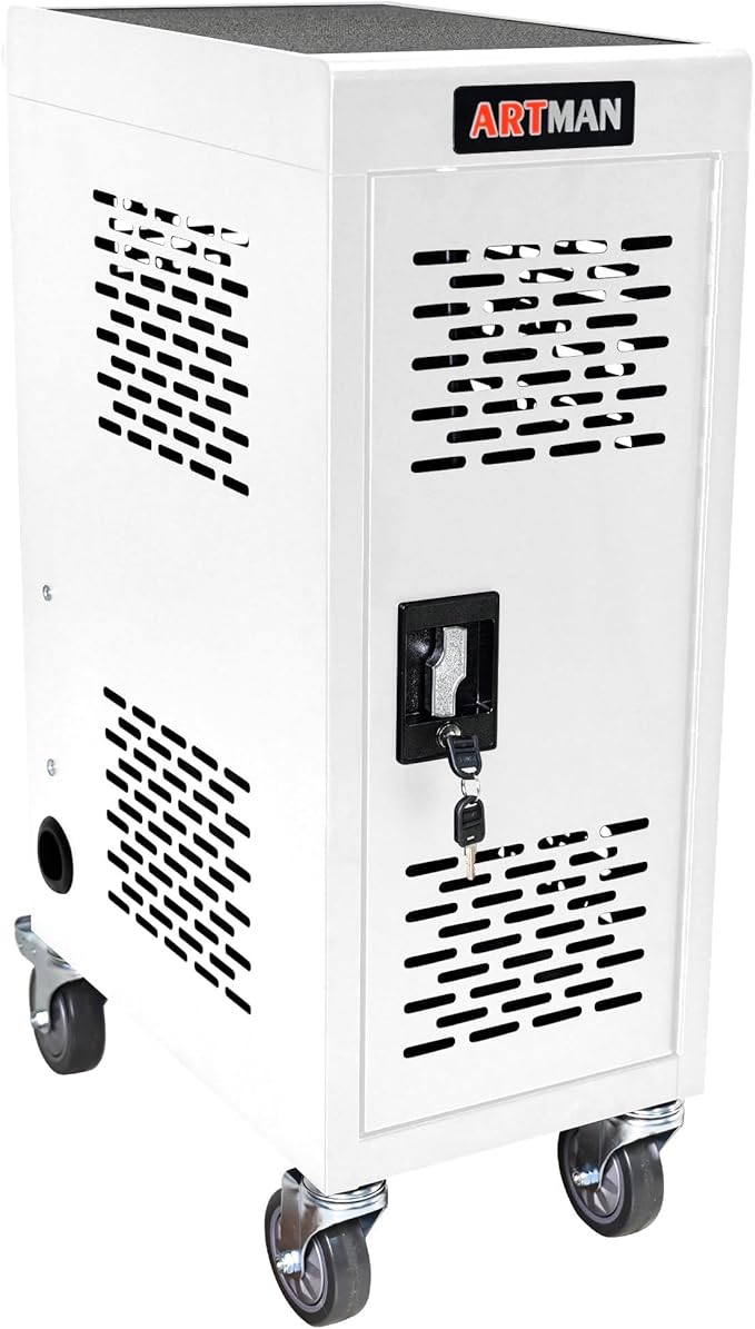 Laptop and Tablet Charging Cart, 16 Unit Device Mobile Charging Station for Chromebook, Tablet, Laptop, with Charging Port Screen Size Up to 16.3", Suitable for Office, Classroom, etc (Antique White)