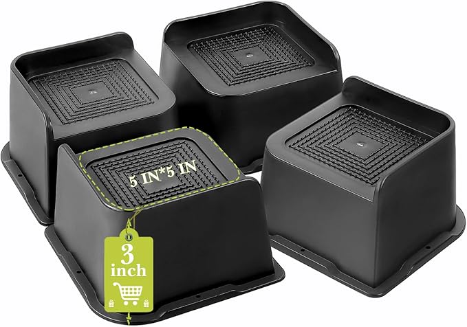 Bed Risers 2 inch, 3 inch, 4 inch, 6 inch, 8 inch Heavy Duty, Oversized Furniture Riser for Couch Sofa Table Chair Leg Frame Dorm, Support up to 6000 Lbs (Black 4 Pack, 3 inch)